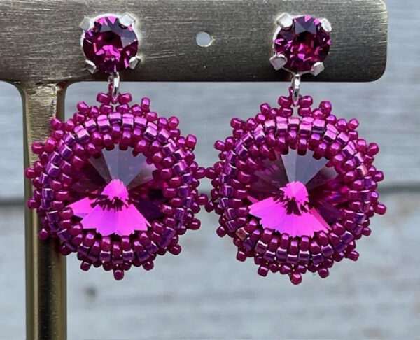 Oorbellen Simple Swarovski Studs Fuchsia