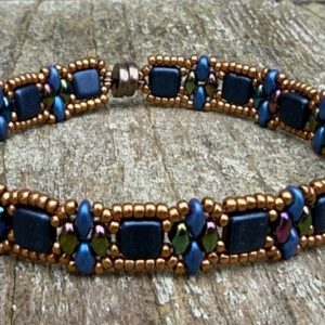 Armband Stacker Blue-Bronze
