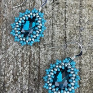 Oorbellen Mini Bling Drops Petrol