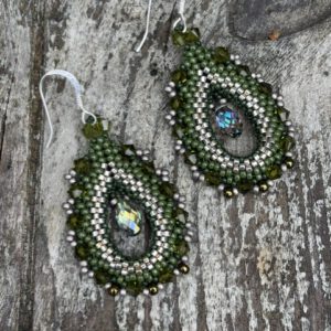 Oorbellen Double Drops Olive