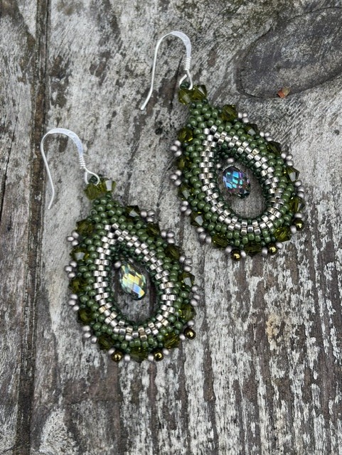 Oorbellen Double Drops Olive